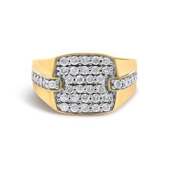House of Brilliance Mens 14K Yellow Gold Plated Sterling Silver 1.0 Cttw Diamond Geometric Band Ring