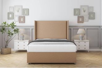 Sloomy Devonshire Dumfries Divan Set No Drawers-54 Wingback in Light Brown | Size: King