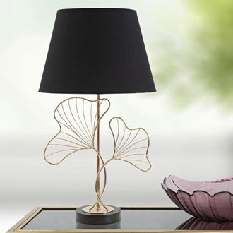 Mauro Ferretti L&aacute;mpara de mesa en metal dorado con hojas &oslash; cm 30x60
