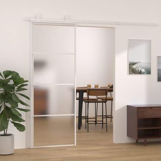 Berkfield Home Sliding Door Frosted ESG Glass & Aluminium 76x205 cm White