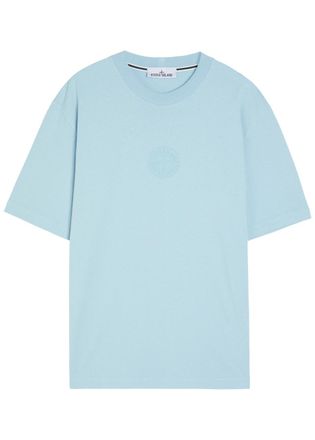 Stone Island Logo-print Cotton T-shirt - Blue - XL