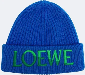 Loewe Embroidered ribbed-knit wool beanie