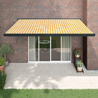 vidaXL Vidaxl - Toldo Retr&aacute;ctil Aluminio Y Tela Amarillo Y Blanco 4,5x3 M