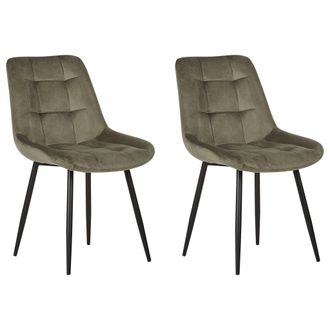Beliani Beliani - Conjunto De 2 Sillas De Comedor En Terciopelo Verde Oscuro Con Patas De Hierro Con Recubrimiento De Polvo Negras Estilo Moderno Melrose