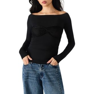 Steve Madden Hailey Off the Shoulder Lace Bandeau Top in Black at Nordstrom Rack, Size Medium