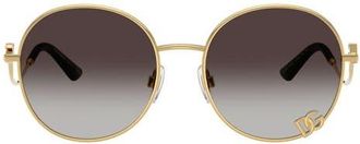 Dolce & Gabbana 56mm Gradient Round Sunglasses in Gold /Grey Gradient at Nordstrom