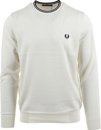 Fred Perry Klassieke trui met ronde hals - Heren - Sweatshirts - Wit - XL - Katoen - Hoodies & sweatvesten