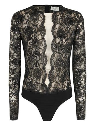 Nissa sequined lace bodysuit - Black