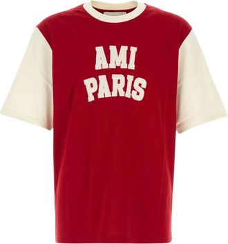 Ami Ami de Coeur Geborduurd T-shirt - Heren - T-shirts - Rood - L - Katoen - Tops