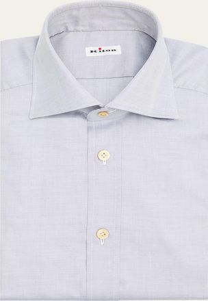 Kiton Mens Cotton Point-Collar Dress Shirt