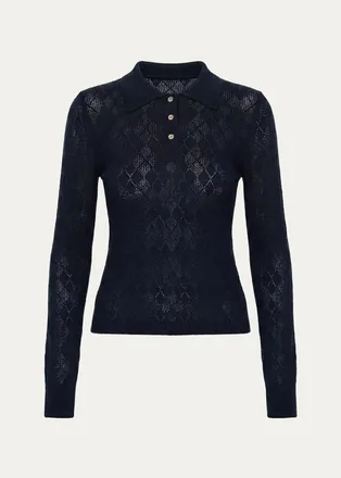 Sea New York Jane Argyle Polo Sweater