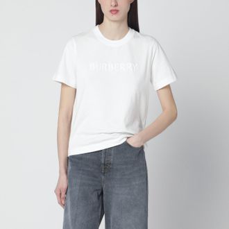 Burberry T-shirt bianca con ricamo logo