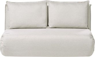 Beliani Sof&aacute; Cama De 2 Plazas Tapizado De Lino Sint&eacute;tico Sin Reposabrazos Con Cojines Adicionales Sof&aacute; Infantil Blanco Crema Roros