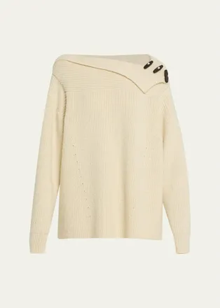 Isabel Marant Thais Button-Shoulder Alpaca Oversized Sweater