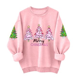 Generic jumpers for women uk, Christmas Jumpers for Women Uk Glitter Xmas Printed Sweatshirt Long Sleeve Sweaters Winter Oversized Pullover Funny Graphic Tops
