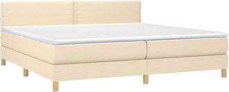 vidaXL Vidaxl - Cama Box Spring Con Colch&oacute;n Y Led Tela Crema 200x200 Cm