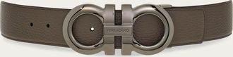 Ferragamo Men Reversible and adjustable Gancini belt Grey