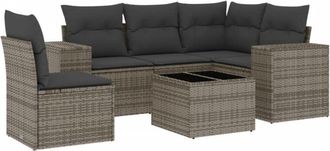 vidaXL Vidaxl - Set De Muebles De Jard&iacute;n 6 Pzas Y Cojines Rat&aacute;n Sint&eacute;tico Gris
