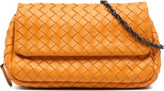 Bottega Veneta Pre-owned Womens Mini Nappa Intrecciato Expandable Chain Flap Crossbody - Orange Leather - One Size