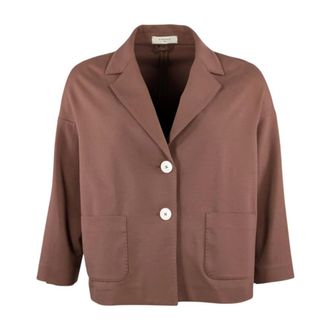 Circolo 1901 Blazers, female, Brown, Size: 2XS Fleece Button Caban
