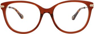 Chloé Core 53mm Cat Eye Optical Glasses in Brown Gold Transparent at Nordstrom Rack