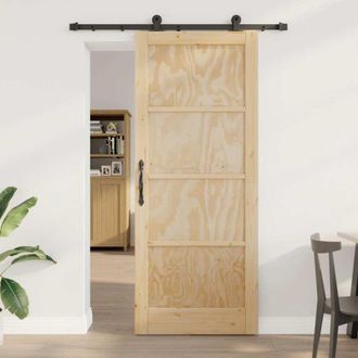vidaXL Vidaxl - Puerta Deslizante Manual Natural Y Negro 86 X 211 Cm