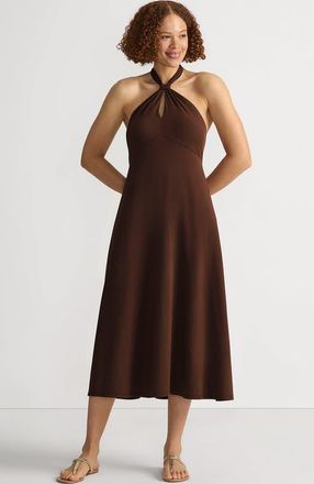 Lands End Cotton Modal Halter Midi Dress in Tree Bark at Nordstrom, Size X-Large P