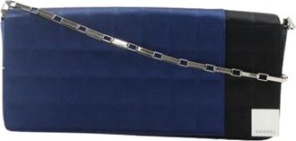 Chanel Pre-owned Satijnen Clutch - Dames - Vintage Clutch - Blauw - ONE Size - Satijn - Vintage