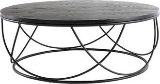 Miliboo Miliboo - Tavolino basso legno e metallo nero rotondo 80 cm lace
