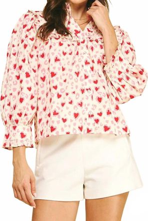 Pinch Design Am&eacute;lie Heart Print Blouse In Pink