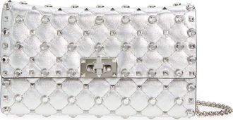 Valentino Garavani Small Rockstud Leather Shoulder Bag in Silver Lilac at Nordstrom