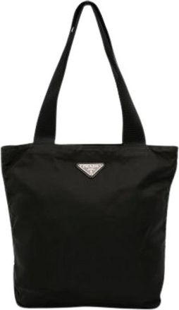 Prada Pre-owned Tote Bags, female, Black, Size: ONE SIZE Pre-owned Vintage Nylon Tote