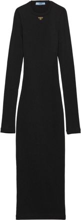 Prada Abito midi a coste - Nero