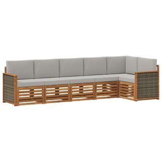 vidaXL Conjunto De Sof&aacute; Seccional Con Coj&iacute;n 5 Pcs Natural Y Gris Claro Vidaxl