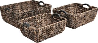Happimess Astor Handwoven Water Hyacinth Nesting Storage Baskets with Wood Handles in Brown at Nordstrom