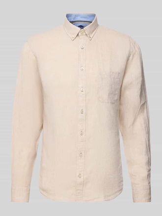 Fynch-Hatton Fynch-Hatton Regular Fit Leinenhemd mit Button-Down-Kragen in Sand, Gr&ouml;&szlig;e 3XL