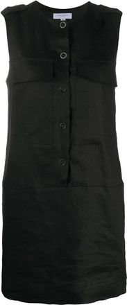 Equipment Black Linen Sleeveless Utility Mini Dress Size M