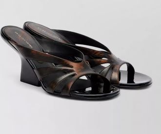 Dries Van Noten leather wedge mule block heel strappy