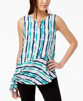 Alfani Hardware Detail Tie Hem Top In Painted Stripe