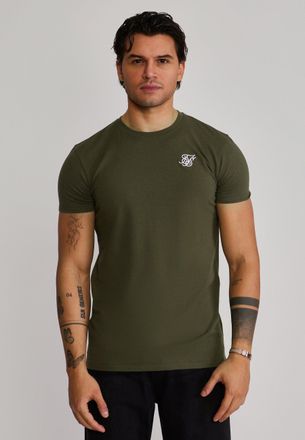 Siksilk Hombres Caqui Verde Essentials Camiseta XXL