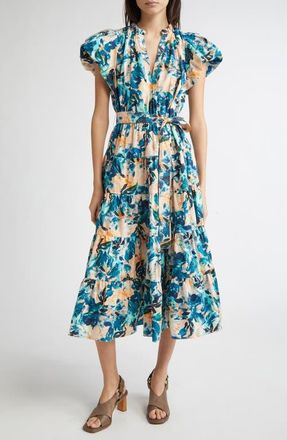 Ulla Johnson Ottilie Puff Sleeve Cotton Maxi Dress in Delphinium at Nordstrom, Size 4