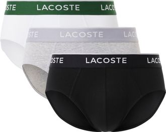 Lacoste Core Essentials Assorted 3-Pack Stretch Cotton Briefs in Black/White/Silver Chine at Nordstrom, Size X-Large