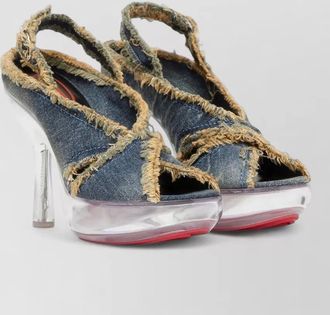 Diesel high heel sandals peep toe denim