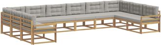 vidaXL Conjunto De Sof&aacute;s De Exterior 10 Uds. Blanco Y Gris Claro Vidaxl