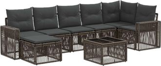 vidaXL Conjunto De Sof&aacute;s De Jard&iacute;n 8 Uds. Gris Y Gris Oscuro Vidaxl