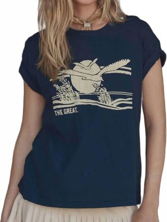 The Great. Everglade Graphic The Boxy Crew Top In True Navy