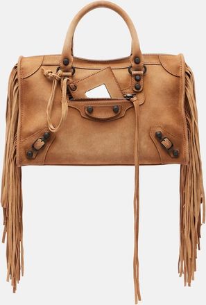 Balenciaga Le City Small suede top-handle bag