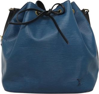 Louis Vuitton Petit Noé Blue Leather Shoulder Bag (Pre-Owned)