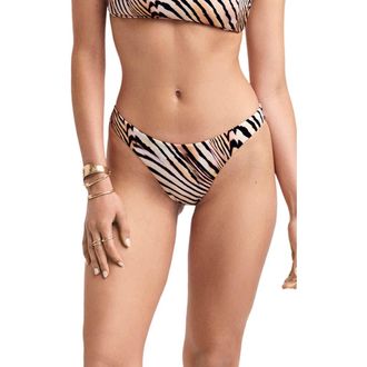 Vitamin A California High Leg Bikini Bottoms in Shell Stripe Ecoshimmer at Nordstrom, Size X-Large