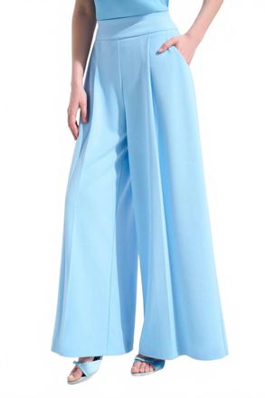 Joseph Ribkoff High Waist Pleated Wide Leg Pants In Sky Blue